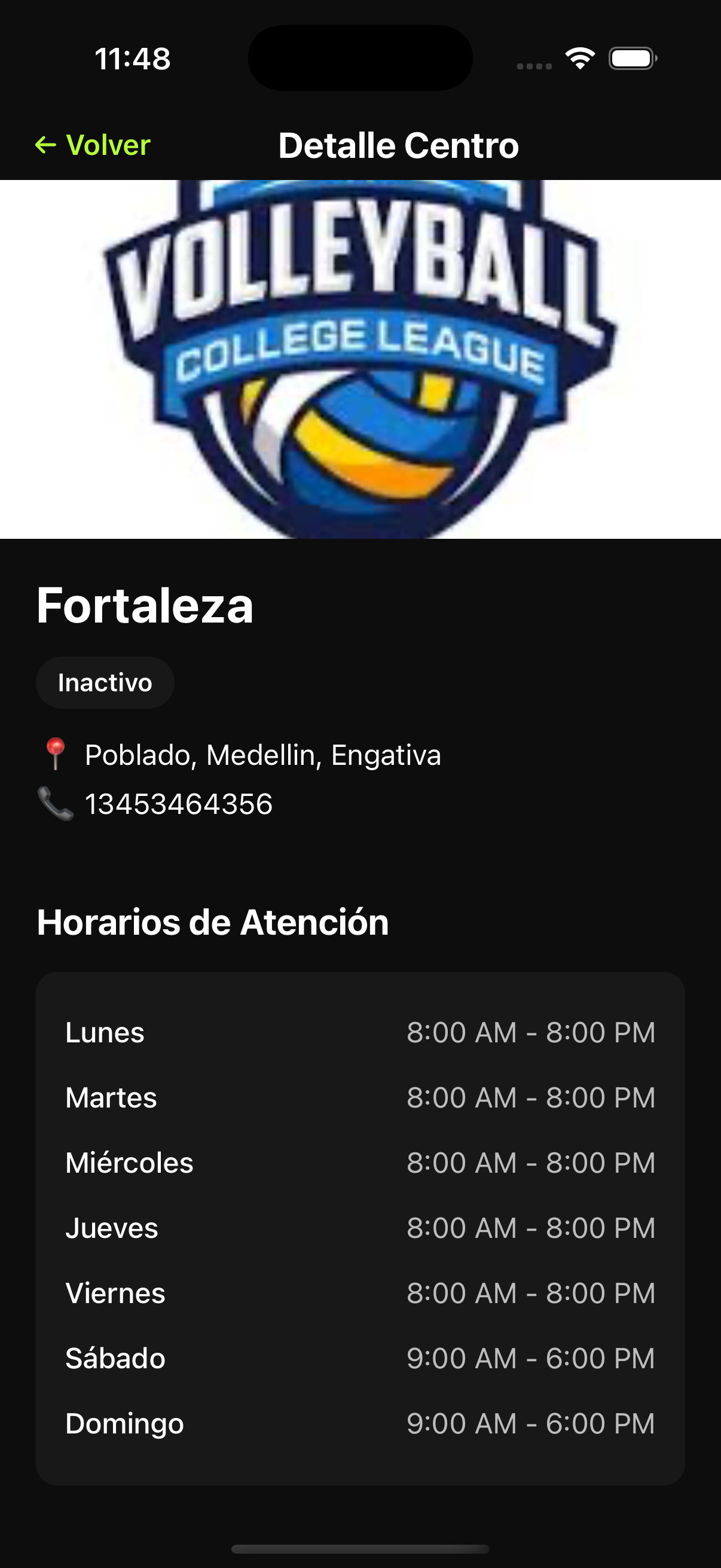 Lista de canchas disponibles